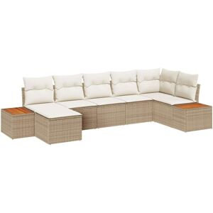 Garden Sofa Set with Cushion 7 pcs Beige and Cream Poly Rattan vidaXL Garden Sofa Set with Cushion 7 pcs Beige and Cream Poly Rattan vidaXL