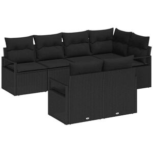 Vidaxl - Garden Sofa Set 7 pcs Black Poly Rattan, Powder-Coated Steel Vidaxl - Garden Sofa Set 7 pcs Black Poly Rattan, Powder-Coated Steel