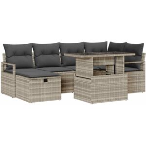 Vidaxl - Garden Sofa Set with Cushion 7 pcs Light grey Poly rattan Vidaxl - Garden Sofa Set with Cushion 7 pcs Light grey Poly rattan