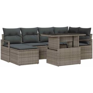 Vidaxl - Garden Sofa Set 7 pcs Grey Poly rattan, powder-coated steel Vidaxl - Garden Sofa Set 7 pcs Grey Poly rattan, powder-coated steel