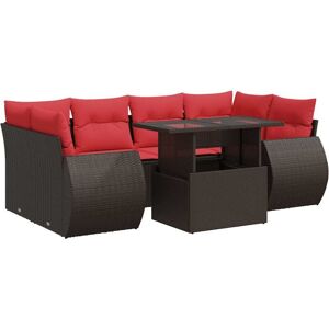 Vidaxl - 7 Piece Garden Sofa Set with Cushions Brown Poly Rattan Acacia Vidaxl - 7 Piece Garden Sofa Set with Cushions Brown Poly Rattan Acacia