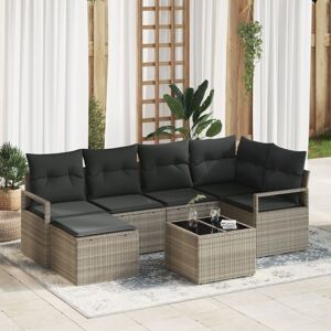 Sofa Set with Cushion with Storage 7 pcs Light Grey Poly Rattan vidaXL Sofa Set with Cushion with Storage 7 pcs Light Grey Poly Rattan vidaXL