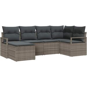 Vidaxl - Garden Sofa Set 6 pcs Grey Poly Rattan, Powder-Coated Steel Vidaxl - Garden Sofa Set 6 pcs Grey Poly Rattan, Powder-Coated Steel