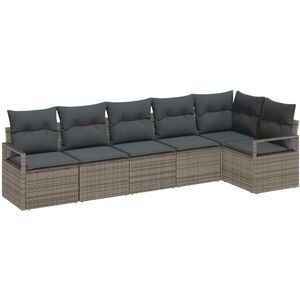 Vidaxl - Garden Sofa Set 6 pcs Grey Poly Rattan, Powder-Coated Steel Vidaxl - Garden Sofa Set 6 pcs Grey Poly Rattan, Powder-Coated Steel