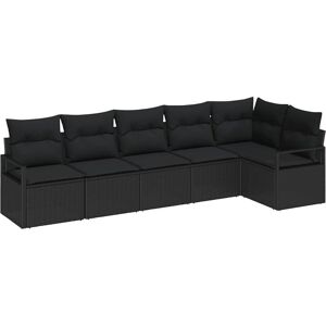 Vidaxl - Garden Sofa Set 6 pcs Black Poly Rattan, Powder-Coated Steel Vidaxl - Garden Sofa Set 6 pcs Black Poly Rattan, Powder-Coated Steel