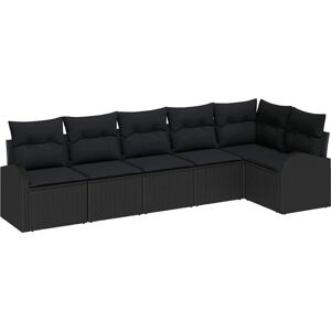 Vidaxl - Garden Sofa Set with Cushion 6 pcs Black Poly rattan Vidaxl - Garden Sofa Set with Cushion 6 pcs Black Poly rattan