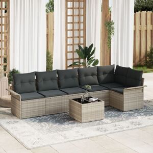 Garden Sofa Set with Cushion 7 pcs Light grey Poly rattan Vidaxl Garden Sofa Set with Cushion 7 pcs Light grey Poly rattan Vidaxl