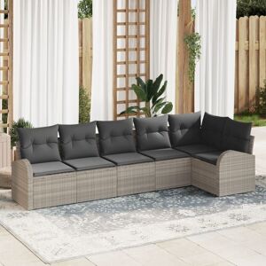 Vidaxl - Garden Sofa Set with Cushion 6 pcs Light grey Poly rattan Vidaxl - Garden Sofa Set with Cushion 6 pcs Light grey Poly rattan