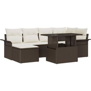 Garden Sofa Set with Cushion 7 pcs Brown Poly rattan vidaXL Garden Sofa Set with Cushion 7 pcs Brown Poly rattan vidaXL