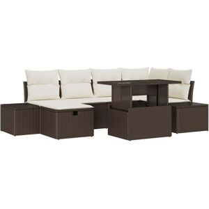 Garden Sofa Set with Cushion 7 pcs Brown Poly rattan Vidaxl Garden Sofa Set with Cushion 7 pcs Brown Poly rattan Vidaxl