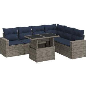 7 Piece Garden Sofa Set with Cushions Black Poly Rattan Acacia Vidaxl 7 Piece Garden Sofa Set with Cushions Black Poly Rattan Acacia Vidaxl