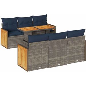 7 Piece Garden Sofa Set with Cushions Grey Poly Rattan Acacia Vidaxl 7 Piece Garden Sofa Set with Cushions Grey Poly Rattan Acacia Vidaxl