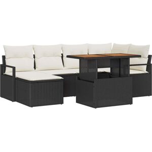 Vidaxl - Garden Dining Set with Cushion 7 pcs Black, Cream Vidaxl - Garden Dining Set with Cushion 7 pcs Black, Cream