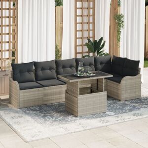 Vidaxl - Garden Sofa Set with Cushion 7 pcs Light grey Poly rattan Vidaxl - Garden Sofa Set with Cushion 7 pcs Light grey Poly rattan