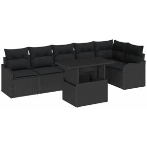 Garden Sofa Set with Cushion 7 pcs Black Poly rattan Vidaxl Garden Sofa Set with Cushion 7 pcs Black Poly rattan Vidaxl