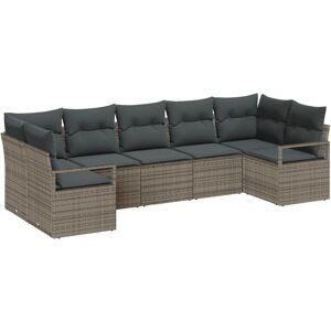 Vidaxl - Garden Sofa Set 7 pcs Grey Poly Rattan, Powder-Coated Steel Vidaxl - Garden Sofa Set 7 pcs Grey Poly Rattan, Powder-Coated Steel