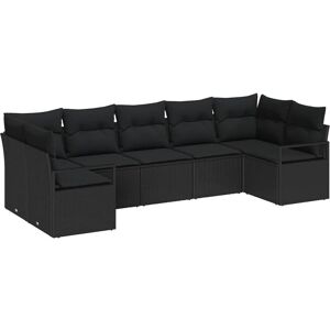 Vidaxl - Garden Sofa Set 7 pcs Black Poly Rattan, Powder-Coated Steel Vidaxl - Garden Sofa Set 7 pcs Black Poly Rattan, Powder-Coated Steel