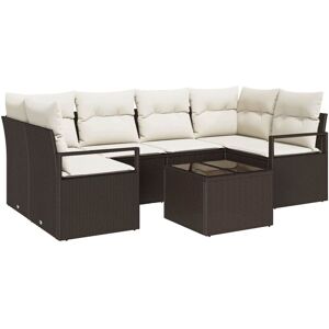 Vidaxl - Garden Sofa Set with Cushion 7 pcs Brown, Cream 55 x 55 x 37 cm Vidaxl - Garden Sofa Set with Cushion 7 pcs Brown, Cream 55 x 55 x 37 cm
