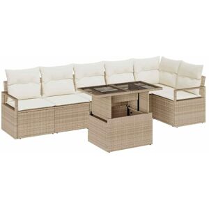Garden Sofa Set with Storage 7 pcs Beige Poly rattan Vidaxl Garden Sofa Set with Storage 7 pcs Beige Poly rattan Vidaxl