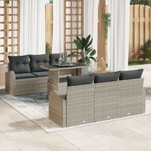 Vidaxl - Garden Sofa Set 7 pcs Light grey 100 x 55 x 73 cm Poly rattan Vidaxl - Garden Sofa Set 7 pcs Light grey 100 x 55 x 73 cm Poly rattan