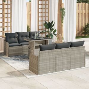 Vidaxl - Garden Sofa Set 7 pcs Light grey 100 x 55 x 73 cm Poly rattan Vidaxl - Garden Sofa Set 7 pcs Light grey 100 x 55 x 73 cm Poly rattan