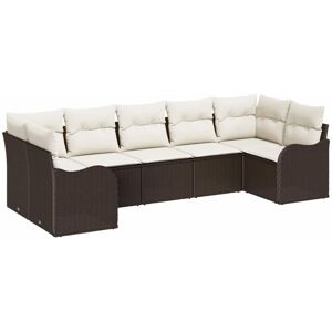 Vidaxl - Garden Sofa Set with Cushion 7 pcs Brown, white Poly rattan Vidaxl - Garden Sofa Set with Cushion 7 pcs Brown, white Poly rattan