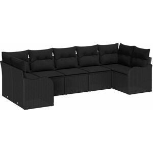 Garden Sofa Set with Cushion 7 pcs Black Poly rattan vidaXL Garden Sofa Set with Cushion 7 pcs Black Poly rattan vidaXL