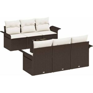 Vidaxl - Garden Sofa Set with Cushion 7 pcs Brown, Cream 55 x 55 x 37 cm Vidaxl - Garden Sofa Set with Cushion 7 pcs Brown, Cream 55 x 55 x 37 cm