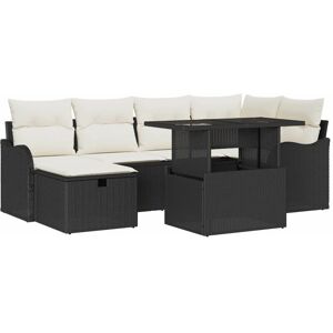 Garden Sofa Set with Cushion 7 pcs Black Poly rattan Vidaxl Garden Sofa Set with Cushion 7 pcs Black Poly rattan Vidaxl