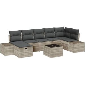 Vidaxl - Garden Sofa Set 8 pcs Light grey 55 x 62 x 69 cm Poly rattan Vidaxl - Garden Sofa Set 8 pcs Light grey 55 x 62 x 69 cm Poly rattan