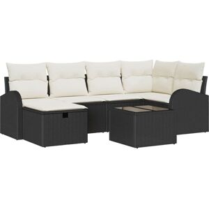 Garden Sofa Set 7 pcs Black and cream 234 x 124 x 85 cm Vidaxl Garden Sofa Set 7 pcs Black and cream 234 x 124 x 85 cm Vidaxl