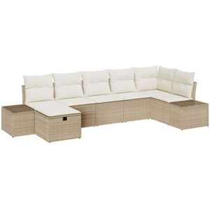 Vidaxl - Garden Sofa Set 7 pcs Beige 55 x 62 x 69 cm Poly rattan Vidaxl - Garden Sofa Set 7 pcs Beige 55 x 62 x 69 cm Poly rattan