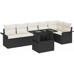 Garden Sofa Set with Cushion 7 pcs Black Poly rattan vidaXL Garden Sofa Set with Cushion 7 pcs Black Poly rattan vidaXL
