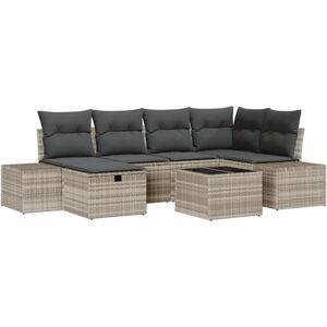Vidaxl - Garden Sofa Set 7 pcs Light grey 55 x 62 x 69 cm Poly rattan Vidaxl - Garden Sofa Set 7 pcs Light grey 55 x 62 x 69 cm Poly rattan