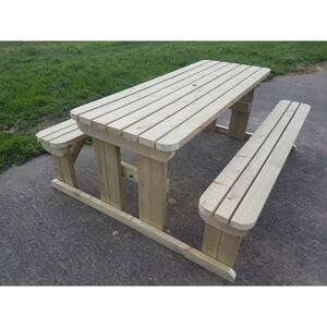 Arbor Garden Solutions - 6ft (180cm) Picnic table and bench set, natural (light-green) finish, Abies rounded corners Arbor Garden Solutions - 6ft (180cm) Picnic table and bench set, natural (light-green) finish, Abies rounded corners