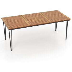 8-Person Patio Table 200 x 90cm Outdoor Dining Table w/5cm Umbrella Hole - Costway 8-Person Patio Table 200 x 90cm Outdoor Dining Table w/5cm Umbrella Hole - Costway