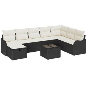 Sofa Set with Cushion Manual 9 pcs Black and Cream Poly Rattan vidaXL Sofa Set with Cushion Manual 9 pcs Black and Cream Poly Rattan vidaXL