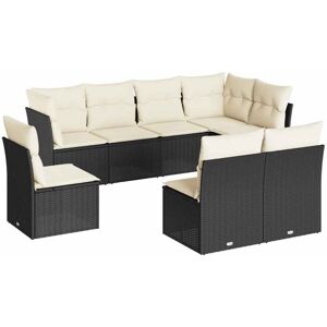 8 Piece Garden Sofa Set with Cushions Black Poly Rattan Vidaxl 8 Piece Garden Sofa Set with Cushions Black Poly Rattan Vidaxl