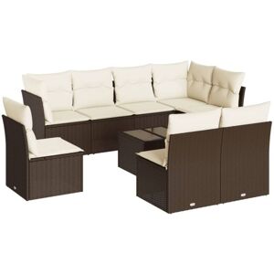 9 Piece Garden Sofa Set with Cushions Brown Poly Rattan Vidaxl 9 Piece Garden Sofa Set with Cushions Brown Poly Rattan Vidaxl