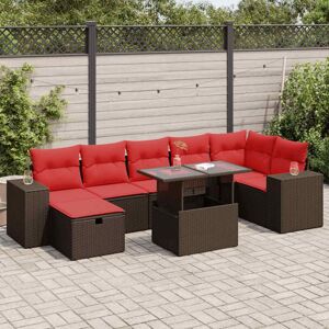 Vidaxl - 8 Piece Garden Sofa Set with Cushions Black Poly Rattan Acacia Vidaxl - 8 Piece Garden Sofa Set with Cushions Black Poly Rattan Acacia