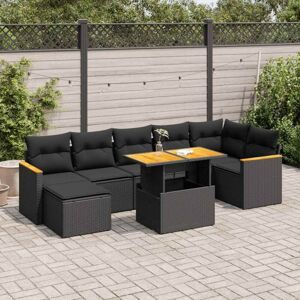 8 Piece Garden Sofa Set with Cushions Black Poly Rattan Acacia Vidaxl 8 Piece Garden Sofa Set with Cushions Black Poly Rattan Acacia Vidaxl
