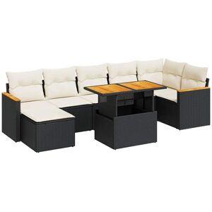 8 Piece Garden Sofa Set with Cushions Black Poly Rattan Acacia vidaXL 8 Piece Garden Sofa Set with Cushions Black Poly Rattan Acacia vidaXL