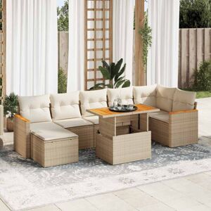 8 Piece Garden Sofa Set with Cushions Beige Poly Rattan Acacia Vidaxl 8 Piece Garden Sofa Set with Cushions Beige Poly Rattan Acacia Vidaxl