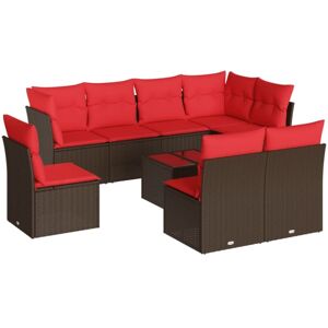 9 Piece Garden Sofa Set with Cushions Brown Poly Rattan vidaXL 9 Piece Garden Sofa Set with Cushions Brown Poly Rattan vidaXL