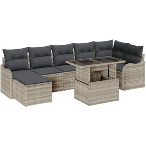 Vidaxl - Garden Sofa Set with Cushion 8 pcs Light grey Poly rattan Vidaxl - Garden Sofa Set with Cushion 8 pcs Light grey Poly rattan
