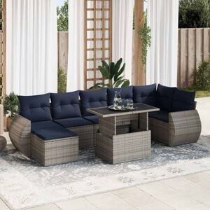 Vidaxl - 8 Piece Garden Sofa Set with Cushions Grey Poly Rattan Acacia Vidaxl - 8 Piece Garden Sofa Set with Cushions Grey Poly Rattan Acacia