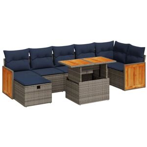8 Piece Garden Sofa Set with Cushions Grey Poly Rattan Acacia Vidaxl 8 Piece Garden Sofa Set with Cushions Grey Poly Rattan Acacia Vidaxl