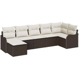 Vidaxl - Garden Sofa Set with Cushion 7 pcs Brown, white Poly rattan Vidaxl - Garden Sofa Set with Cushion 7 pcs Brown, white Poly rattan