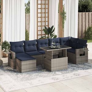 Vidaxl - 8 Piece Garden Sofa Set with Cushions Grey Poly Rattan Acacia Vidaxl - 8 Piece Garden Sofa Set with Cushions Grey Poly Rattan Acacia