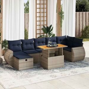 8 Piece Garden Sofa Set with Cushions Grey Poly Rattan Acacia Vidaxl 8 Piece Garden Sofa Set with Cushions Grey Poly Rattan Acacia Vidaxl